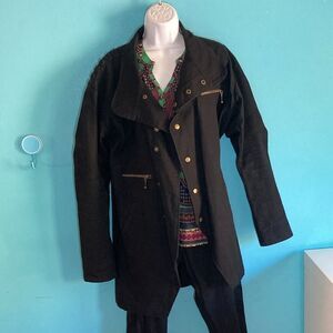S & G Sequoia and Gita Black Cotton Snap Front Jacket Marked S Fits M